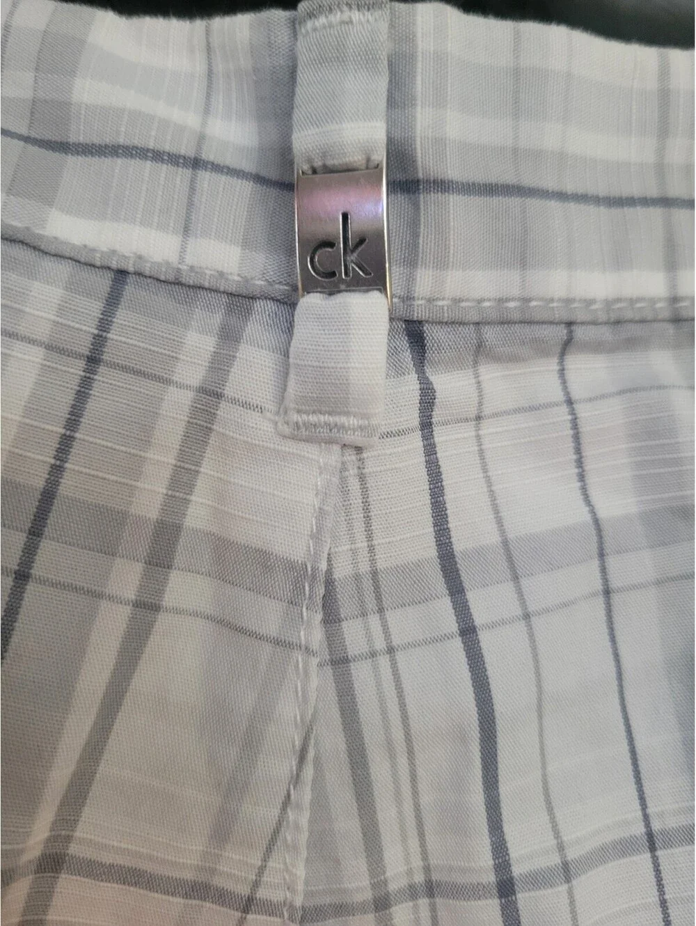 Calvin Klein Mens 38 Gray Plaid Bermuda Chino Shorts Preppy Golf NWOT